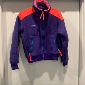 Vintage Columbia sweater size m neon pink and purple